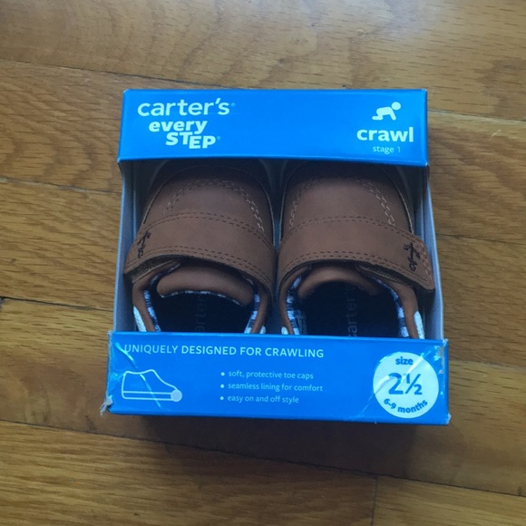 NWT Carters Every Step Brown Nautical Baby Crawling Boat Shoes - Picture 2 of 8